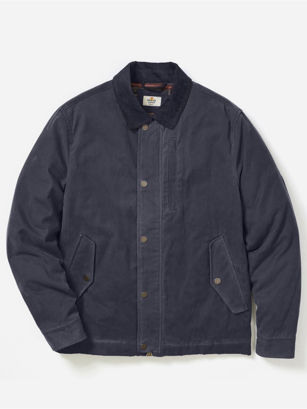 Marine Layer Navy Blue Field Jacket with Corduroy Trim - Picture 2 of 15